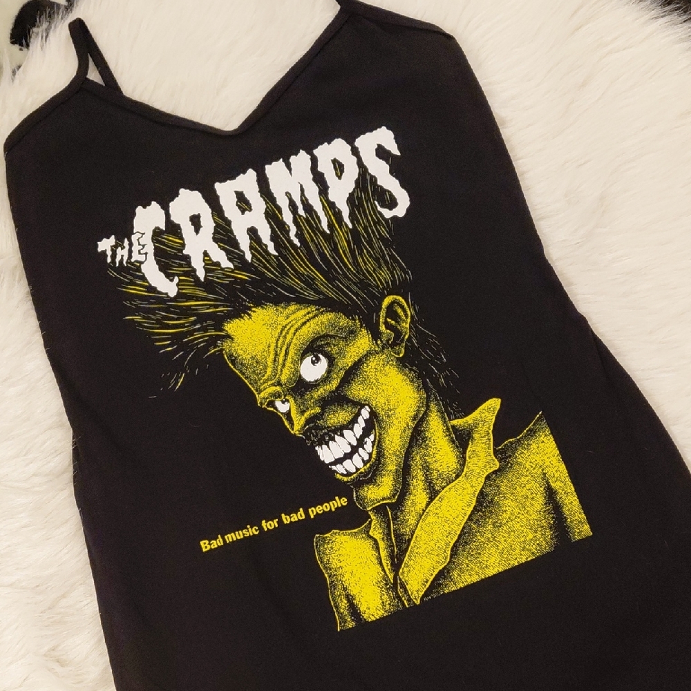 VERAS EYE CANDY 3X CAMI SLIP TANK DRESS BLACK YELLOW THE CRAMPS